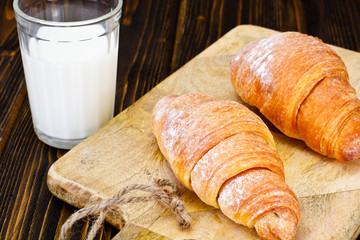 Tasty Sweet Croissant with Milk