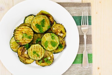 Fried Zucchini with Cheese and Seasoning