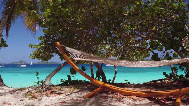 video of a hammock on Honeymoon Beach with audio, St John, United States Virgin Islands