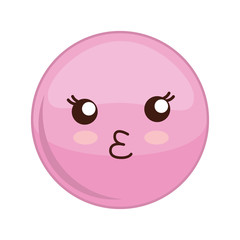 Kawaii happy sphere expression cartoon face icon. Isolated and flat illustration