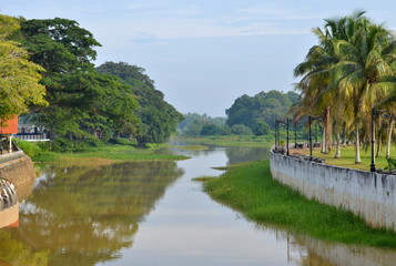 Fototapeta na wymiar Pahang River bank in Pekan town in Malaysia