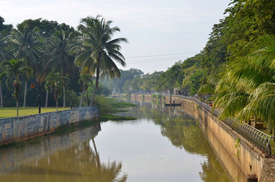 Pahang River bank in Pekan town in Malaysia