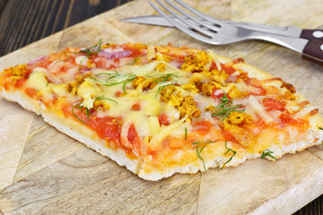 Pizza with Mushroom, Cheese, Mozzarella, Olives and Basil