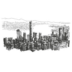 Hong Kong hand drawn, vector illustration