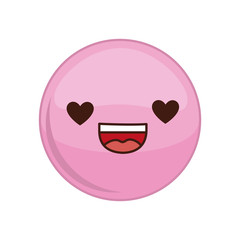 Kawaii happy sphere expression cartoon face icon. Isolated and flat illustration