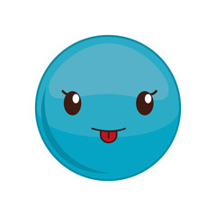 Kawaii happy sphere expression cartoon face icon. Isolated and flat illustration