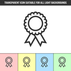 Simple outline transparent rosette icon on different types of light backgrounds
