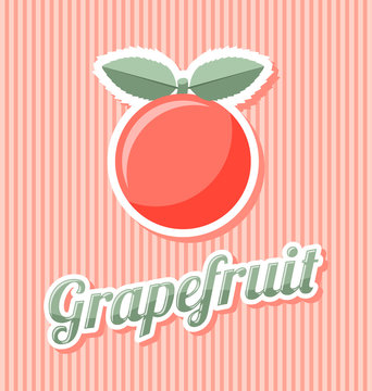 Retro grapefruit with title on striped background