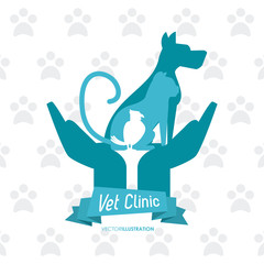 dog cat bird silhouette veterinarian pet clinic icon, vector illustration