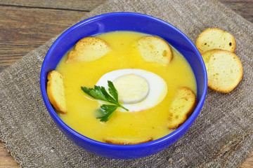 Carrot, Pumpkin Cream Soup with Egg Diet Food