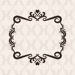 Vintage frame ornament decoration icon. Pastel Background and black illustration