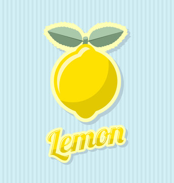 Retro lemon with title on striped background