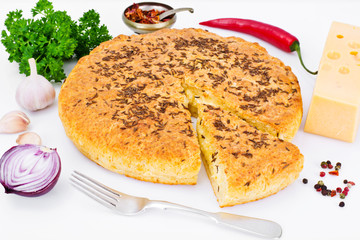 Georgian National Dish Pie with Cheese and Caraway Khachapuri