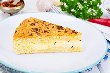 Georgian National Dish Pie with Cheese and Caraway Khachapuri