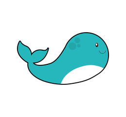 whale cute animal sea little icon. Isolated and flat illustration