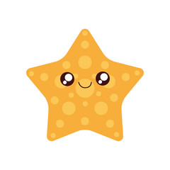 sea star kawaii cute little icon. Isolated and flat illustration