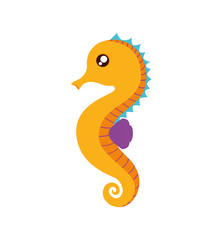 sea horse cute animal little icon. Isolated and flat illustration