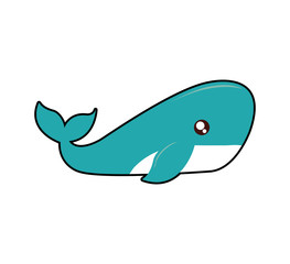 whale kawaii cute animal little icon. Isolated and flat illustration