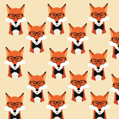 fox glasses background animal hipster style retro fashion icon, Vector illustration