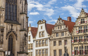 Old houses with blinds in the historical center of Munster