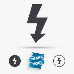 Photo flash sign icon. Lightning symbol.