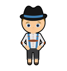 man male cartoon cloth hat traditional germany europe icon. Isolated and flat illustration