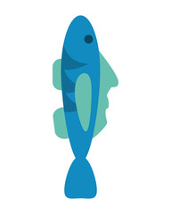 flat design single fish icon vector illustration