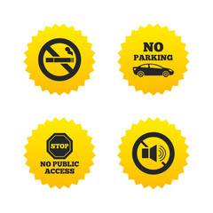 No Smoking, Sound. Private territory parking.