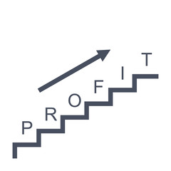 Profit concept with growth chart and arrow.