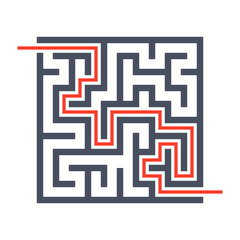 Concept finding solutions  with maze through which passes the way.