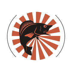 flat design fishing emblem icon vector illustration