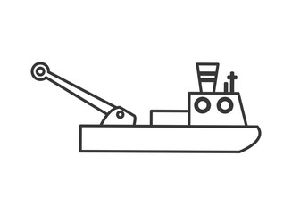 flat design fishing boat icon vector illustration