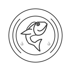 flat design fishing emblem icon vector illustration