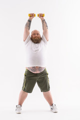 Man exercising with weights