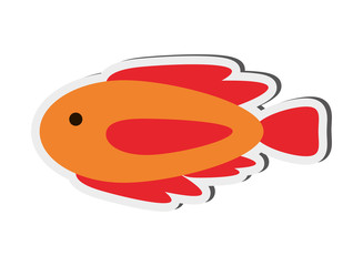 flat design single fish icon vector illustration