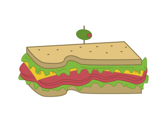 flat design sandwich with olive icon vector illustration