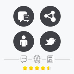 Social media icons. Chat speech bubble and Share