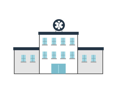 flat design hospital building icon vector illustration
