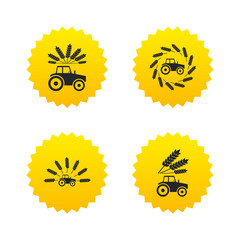 Tractor icons. Agricultural industry transport.