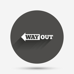 Way out left sign icon. Arrow symbol.