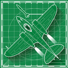 vintage jet fighter airplane blueprint