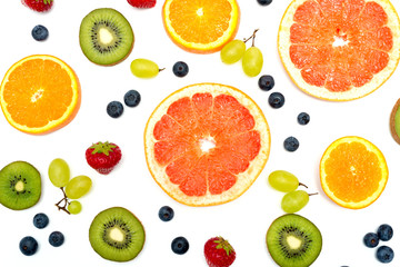 fresh fruits isolated on white background