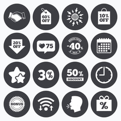 Fototapeta premium Sale discounts icon. Shopping, deal signs.