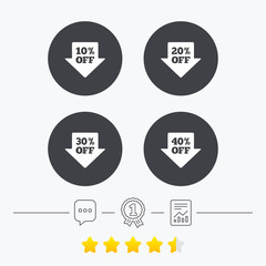 Sale arrow tag icons. Discount off symbols.