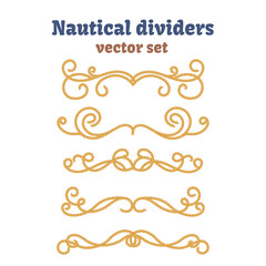 Obraz premium Dividers set. Nautical ropes. Decorative vector knots. Ornamental decor elements with rope.