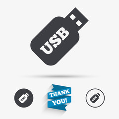 Usb Stick sign icon. Usb flash drive button.