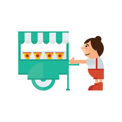 cart food shop icon  green, orange color