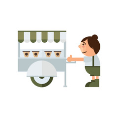 cart food shop icon  green, brown color