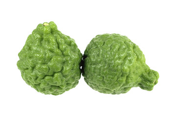 green kaffir lime isolated on white