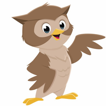 Vector cartoon illustration of a happy smiling owl